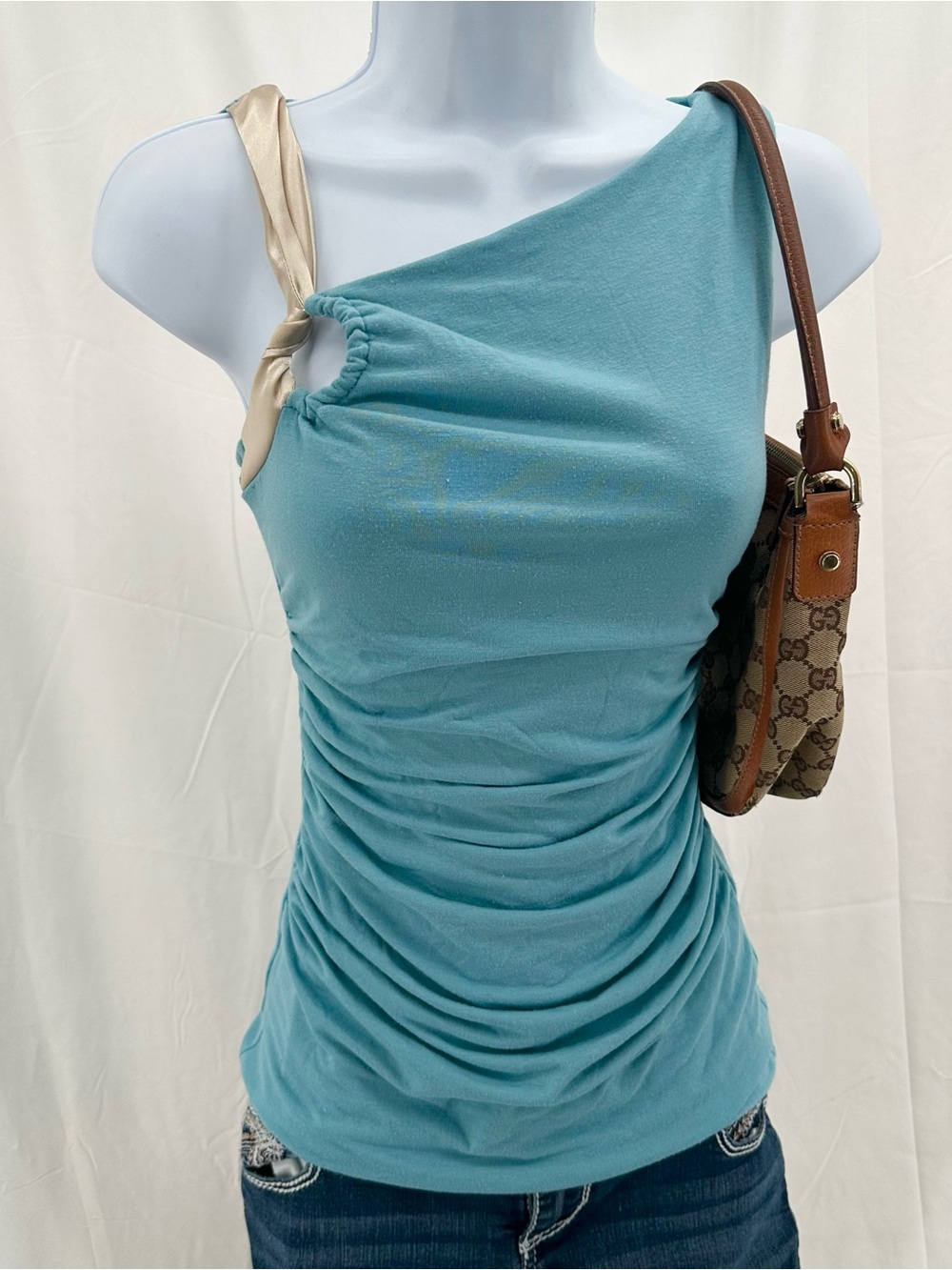 Coquette 2000s Ruched Club Blue Top